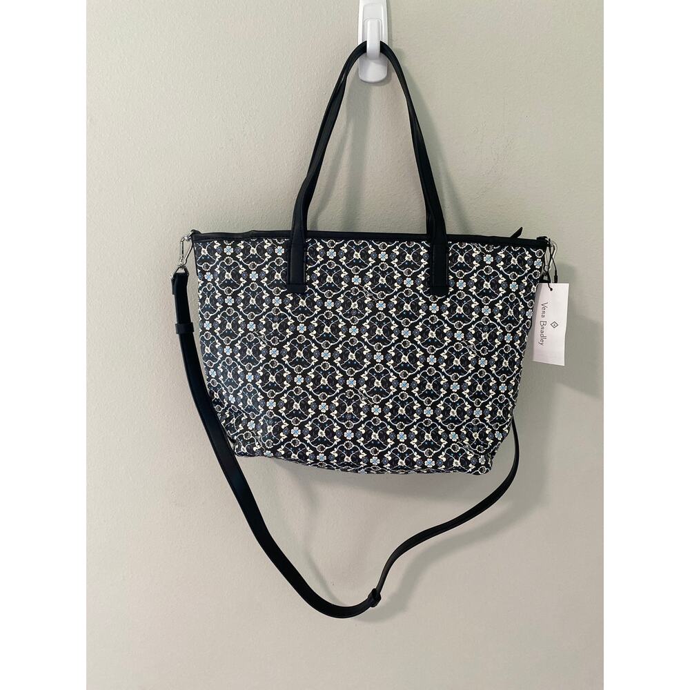 New Vera Bradley Small Everyday Tote Charcoal Vines Floral Shoulder Bag Purse